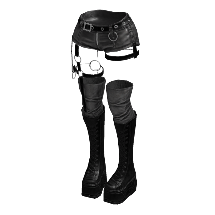 Gothic Emo Y2K Shorts boot straps (Grey Black)