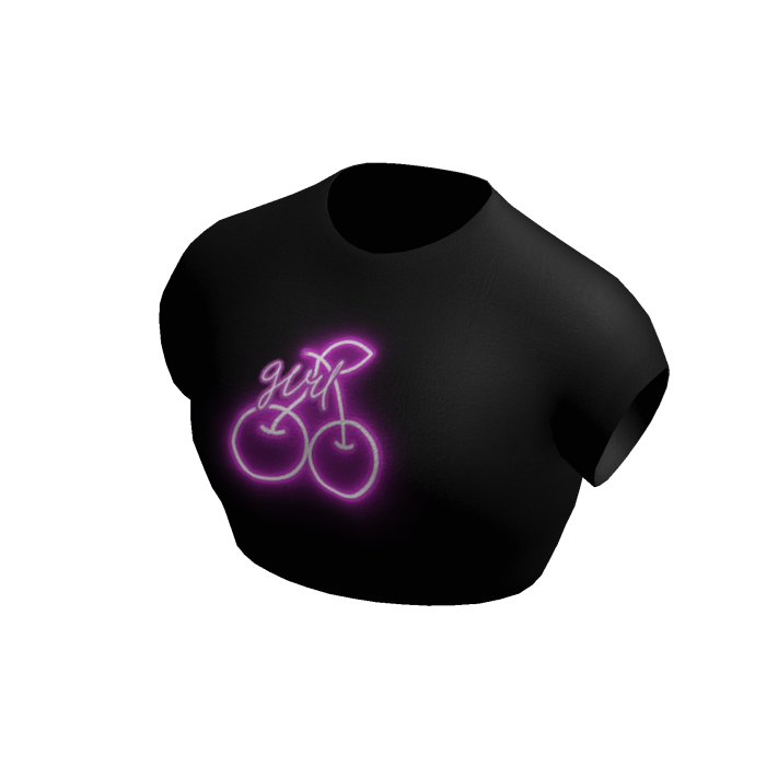 💥Cherry Neon💥 Black Crop Top💥