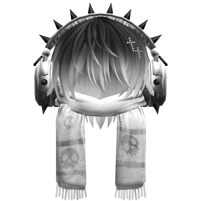 Boy Hair&Emo Headphones&Scarf Black&White V2