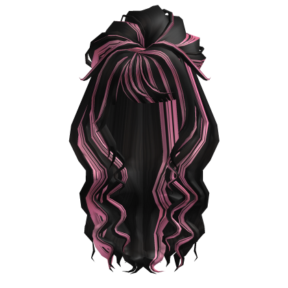 Black Gyaru Curly Hair Pink Strands Harajuku Roblox item