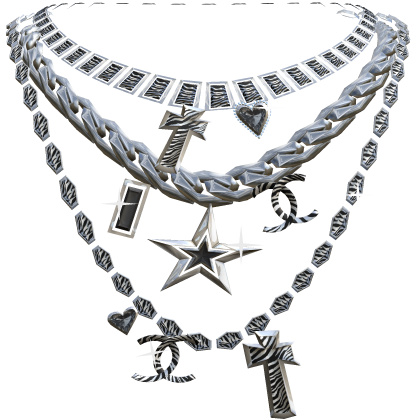Layered Silver Y2K Zebra Necklace 2000s Mcbling thumbnail