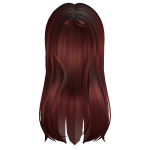 ꩜  baby bangs long hair dark red