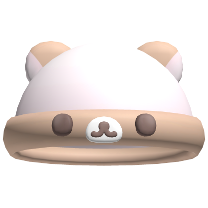 ♡꒰ cute cozy kuma bear beanie brown/pink Roblox item