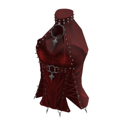 Goth Lace Up Skirt w/ Belt & Sash (Red)