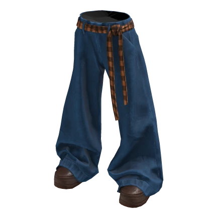 Y2K Long Strap Pants - Blue Roblox item render