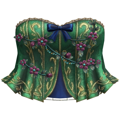 Green Gold Y2K Flower Corset