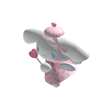 Holdable angel puppy plushie w heart pink ribbons