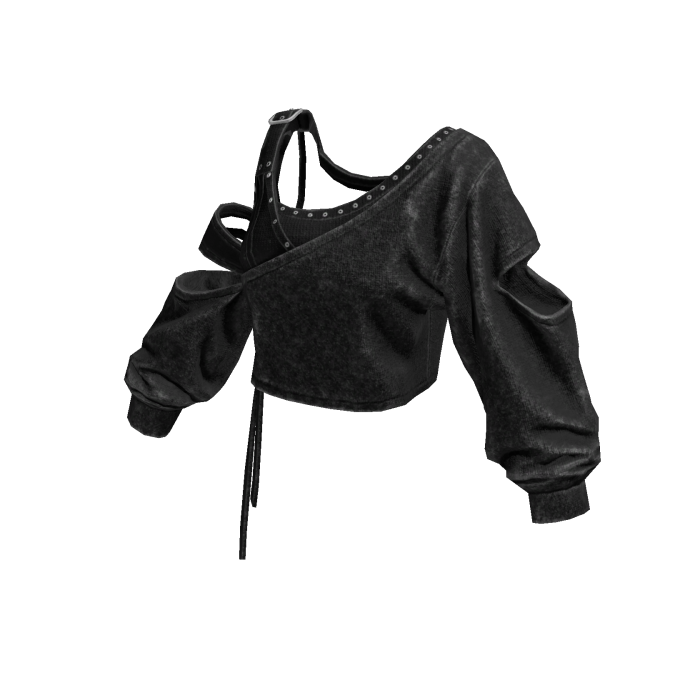 Black Cropped Off Shoulder Grunge Top