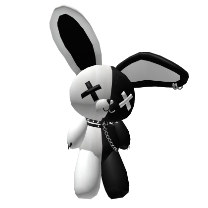 Huge White and Black Fluffy Bunny Plushie