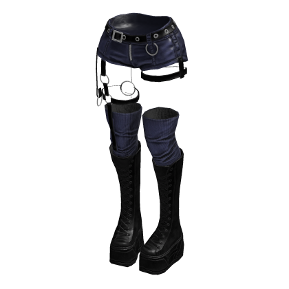 Gothic Emo Y2K Shorts boot straps (Dark BlueBlack)