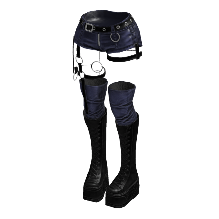 Gothic Emo Y2K Shorts boot straps (Dark BlueBlack)