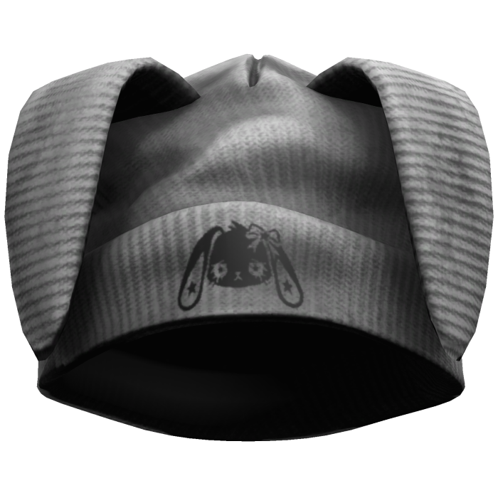 Grey Oversized Distressed Bunny Beanie