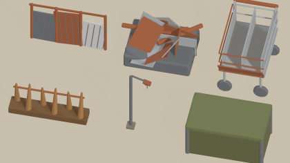 Low Poly Post Apocalyptic Wasteland Props Pack x55 preview 8