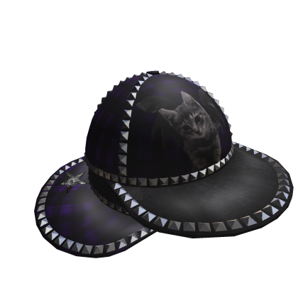 Purple Plaid Spiked Cat Cap