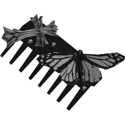 ʚ♡ɞ gothic butterfly cross hair comb in black Roblox item