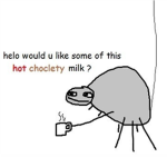 helo would you like some of this hot choclety milk