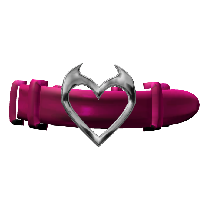 Goth Imp Heart Belt Choker Y2K - Hot Pink Silver
