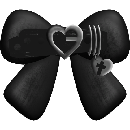 emo heart bow hair clip in black Roblox item