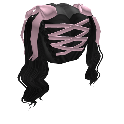 black lace hair pigtails kawaii bun y2k ponytail Roblox item
