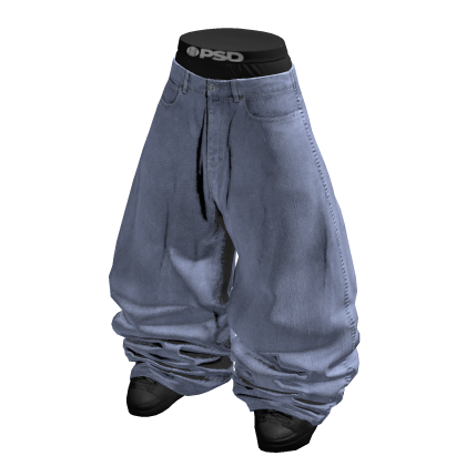 BAGGY Sagged Light Blue Jeans w/ Shoes