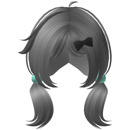 Silver Cute Girl Low Pigtails with Bow & Beads Roblox item