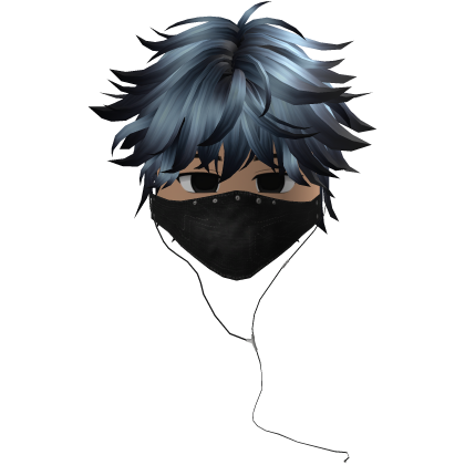 Cute Emo Boy Headphones Mask black Y2K ( blue )