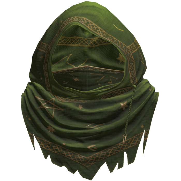Green Sorcerer Distressed Rune Hood