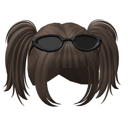 Y2K Punk Short Pigtails w/ Sunglasses (Brown) Roblox item