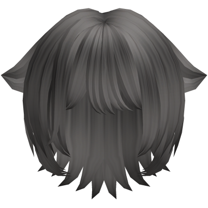 cute short anime cat girl hair in grey