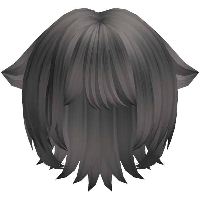 cute short anime cat girl hair in grey