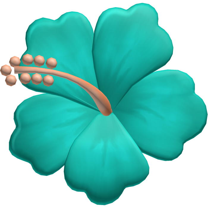 Turquoise Kawaii Tropical Hibiscus Flower Hairclip