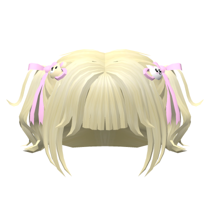 💵Short Kawaii Blonde Pigtails w/Clips and Ribbons Roblox item