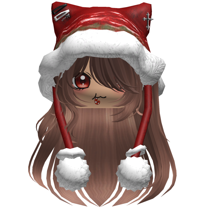 Long Brown Black hair cute Christmas hat Y2k