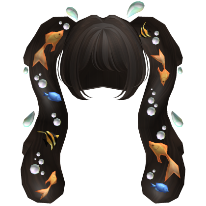 Aquatic Flowing Bubbly Fish Pigtails in Dark Brown