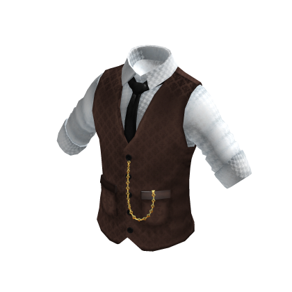 Waistcoat | Rolled up Shirt | White & Brown thumbnail