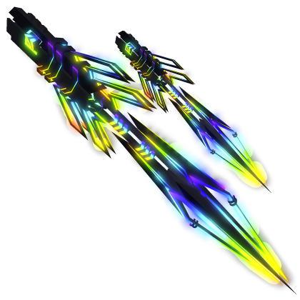 Glowing [1.0] Rainbow Dual Waist Cyberpunk Sword