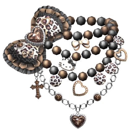 Kawaii Gyaru Leopard Bow Chain Necklace Black