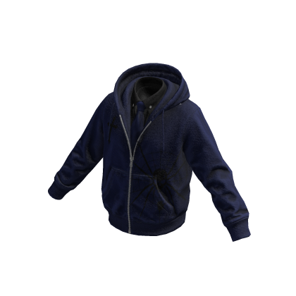 Navy Spiderweb Skull Hoodie w/ Tie