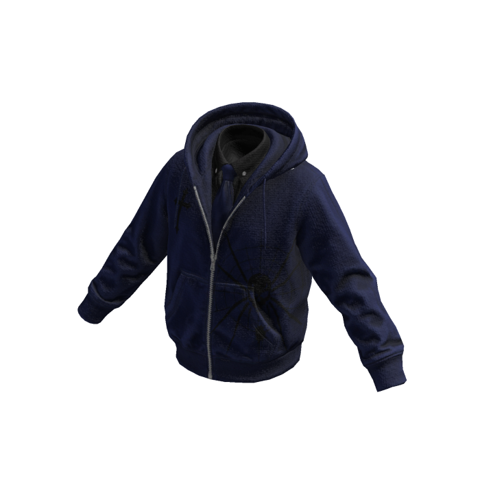 Navy Spiderweb Skull Hoodie w/ Tie