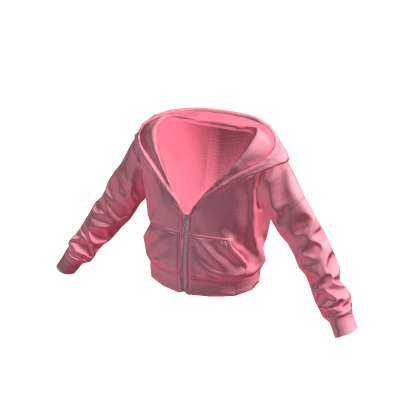 Half Zipped Up Hoodie Pink