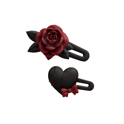 Crimson halloween rose hair clip Roblox item