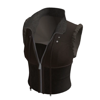 Y2K Zip Up Collared Vest Top (Brown) | Roblox Item - Rolimon's
