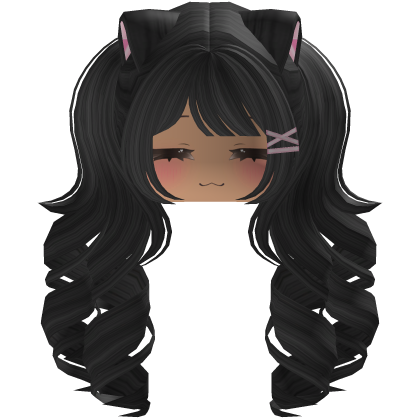 Cute hair emo Y2K cat-ear braids (black)