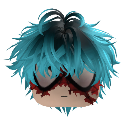 Y2K Cyan Hair with Spider-Man Mask Emo Roblox item