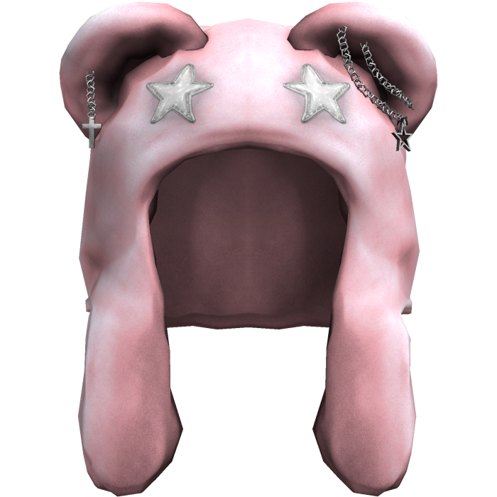Grunge Bear Hat w/ Chains (Pink)