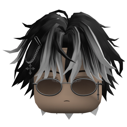 Messy Hair w/ Glasses & Chain (Black/White)