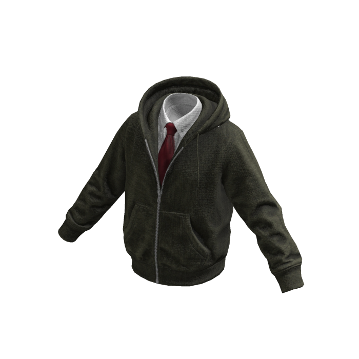 Sage Layered Hoodie w/ Shirt & Tie 