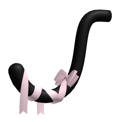 Cute Black Down Kitty Cat Tail w Pink Bow Ribbons thumbnail