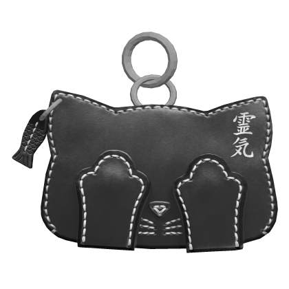 cute kitty black leather keychain 3.0
