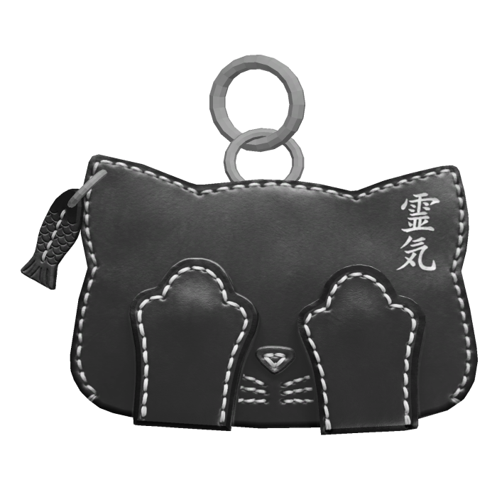 cute kitty black leather keychain 3.0